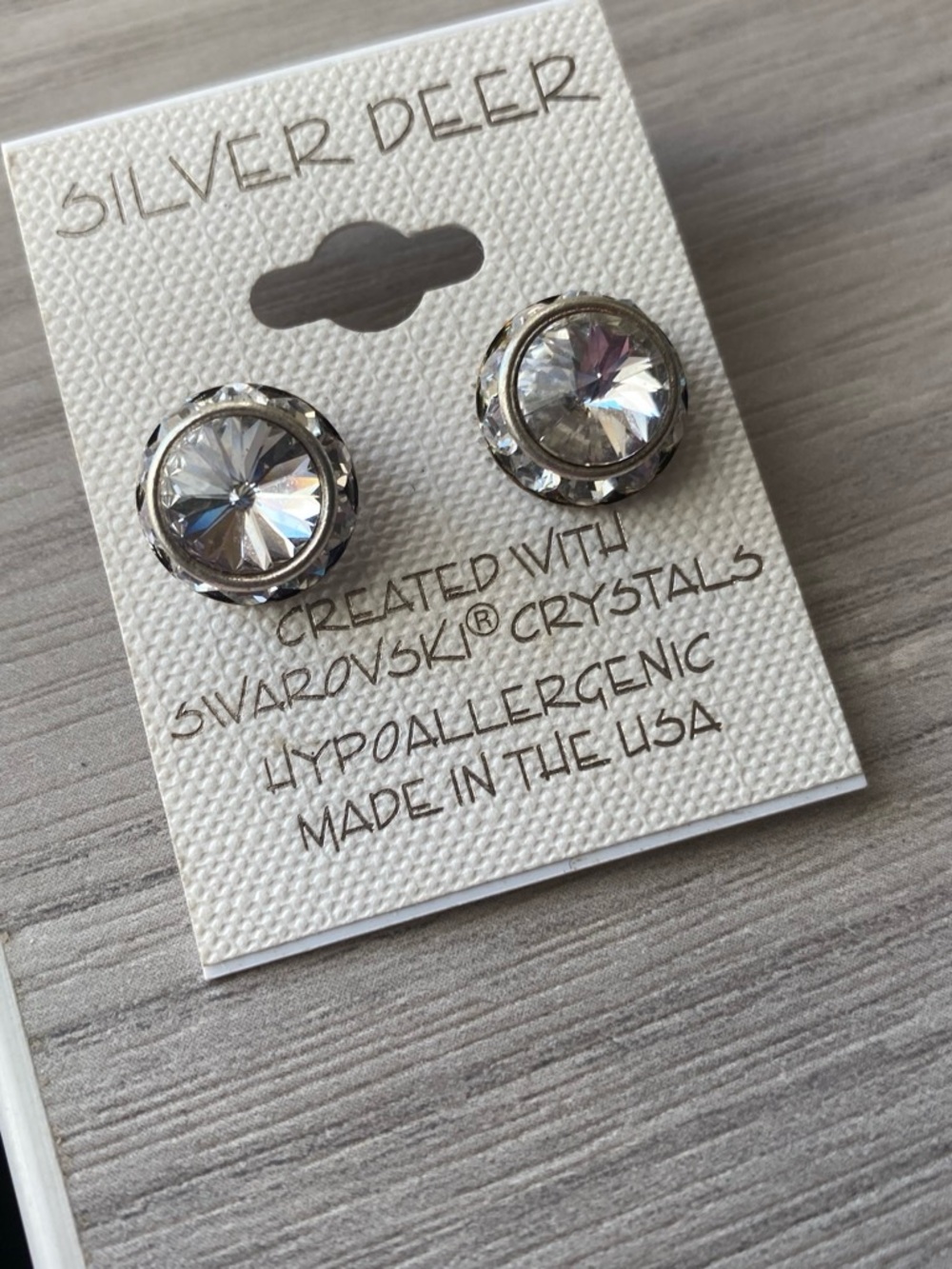 Swarofski Crystal Round Stud Earrings - Silver